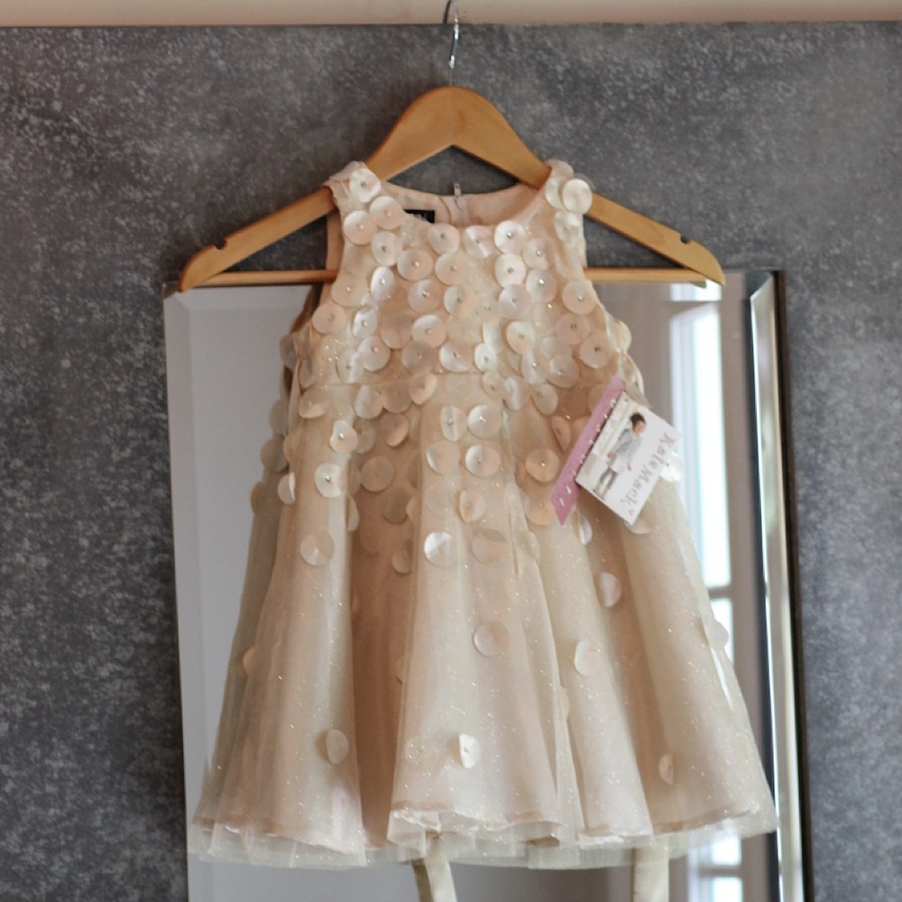 NWT Kate Mack Biscotti Collection Champagne Gold Dress in 4T